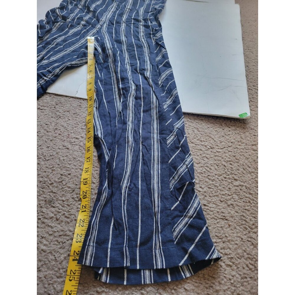 Laundry by Shelli Segal Striped Linen Viscose Sleeveless Jumpsuit Navy Size 2 - Picture 5 of 7